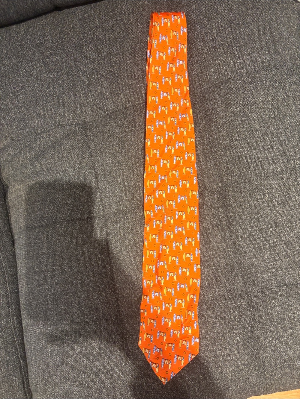 Orange Novelty Dog Print Men's Tie